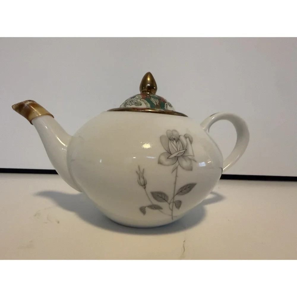 Vintage Queen's‎ Royal Fine China Japan Teapot Gold Floral Mid Century Porcelain